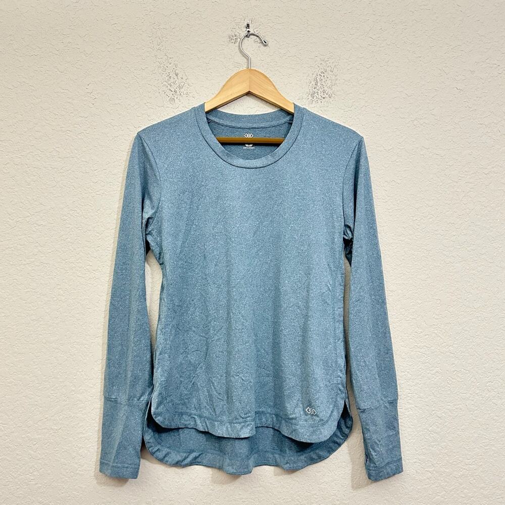 LEGEND Tee Heather Blue Activewear Performance LS Thumbhole Training